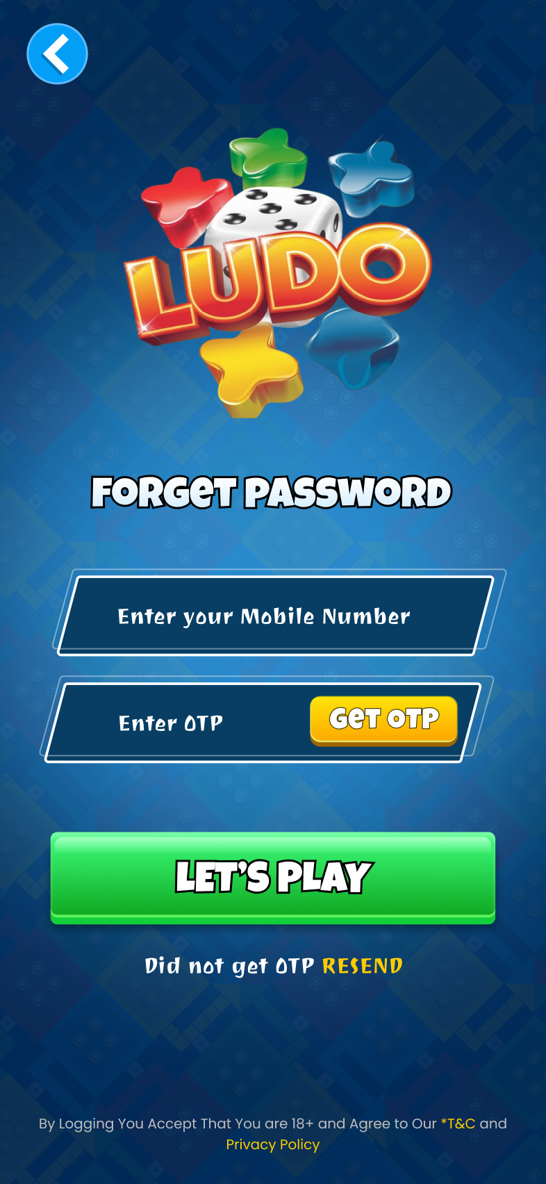 Game screen of private rummy